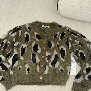 Madden Girl Olive Leopard Cardigan